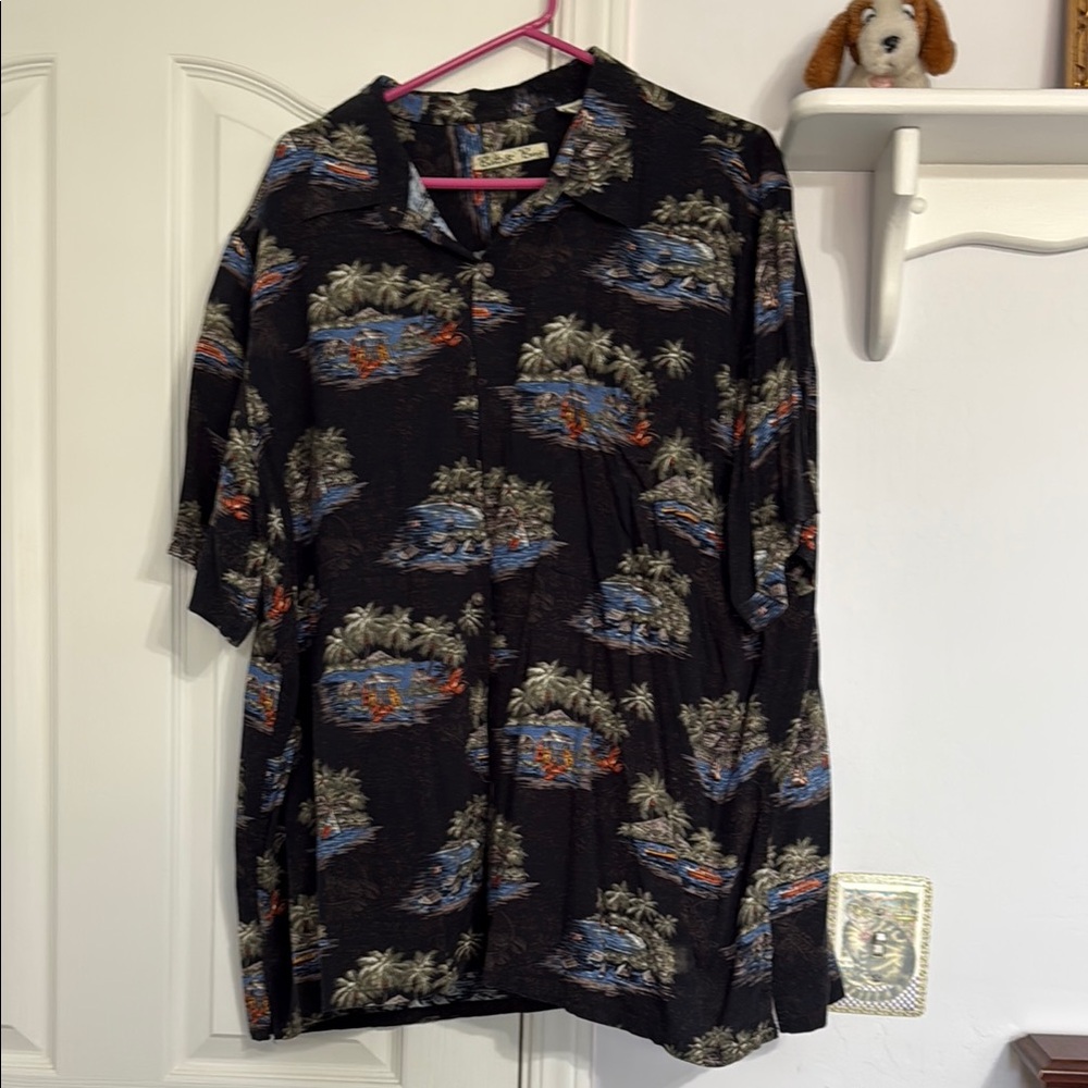 Tropical Black Casual Button Down Shirt